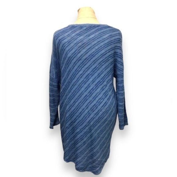 Democracy Women’s Asymmetric Open Knit Longline Sweater, Blue, size M - Picture 5 of 9